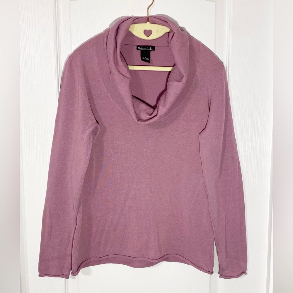 Y2K Madison Studio Cowl Neck Lightweight Cotton Sweater Lilac Purple Size Medium